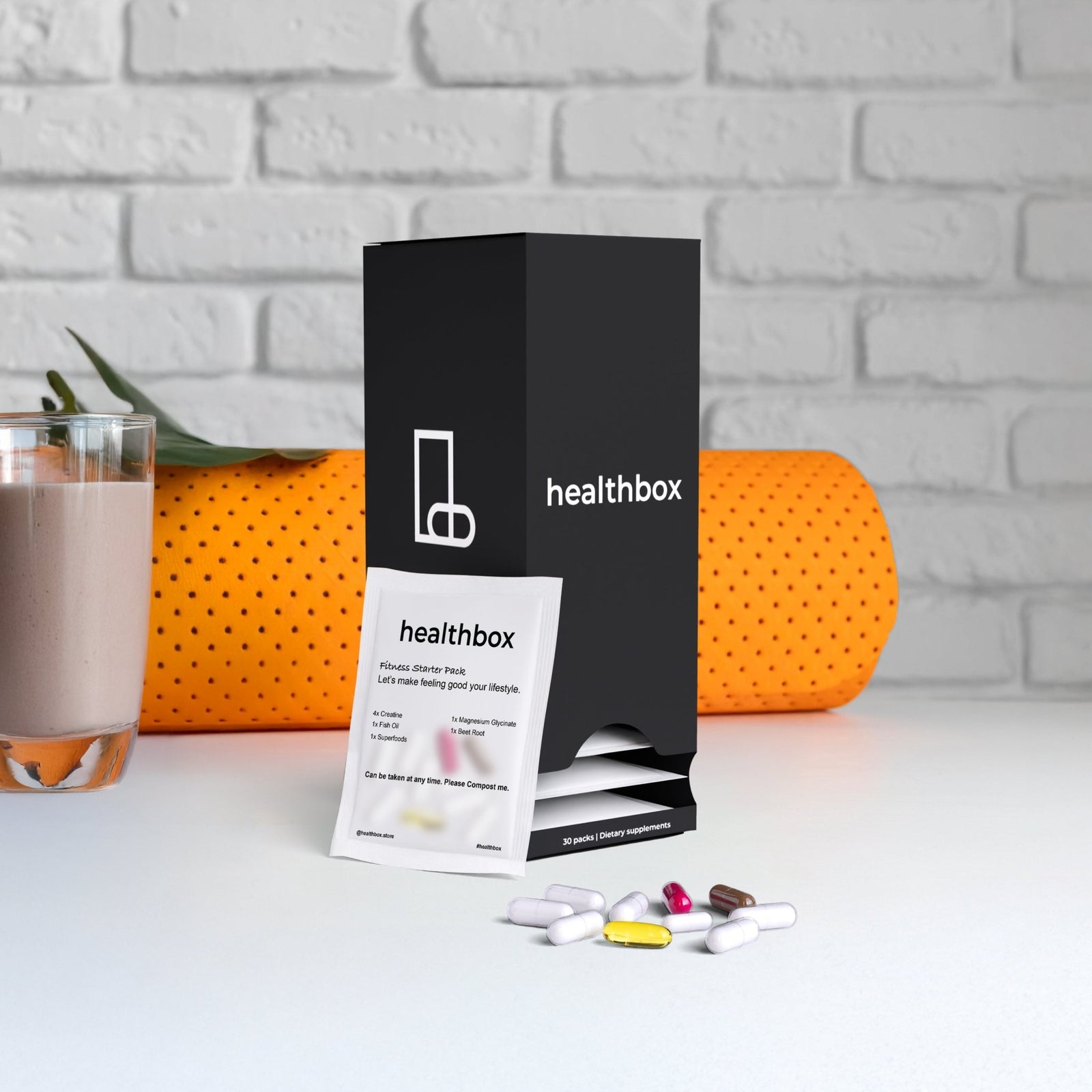 Fitness Starter Pack daily sachets and capsules by Healthbox personalized vitamins and supplements